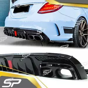 Heck Diffusor + Auspuffblenden für Mercedes Benz W205 S205 AMG Line C43 BENZIN - Bild 1 von 12