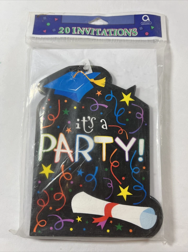 Amscan Lot Of 20 Invitations It’s A Party (for Grad) Invitations Invites New - Image 1 of 2