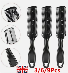 3-9Pcs Hair Thinning Cutting Trimmer Razor Comb With Blades Hair Cutter Comb DIY - Picture 1 of 18