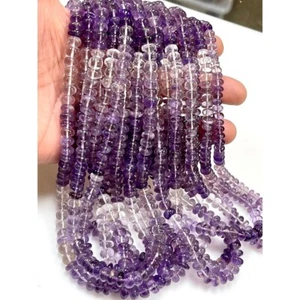 AAA Amethyst Natural Gemstone Rondelle Shape Beads Strand 18" Long 7-8mm - Picture 1 of 6