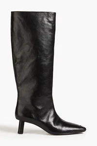 RRP€507 TORY BURCH Leather Knee High Boots US10 UK7 EU40 Pull On Square Toe - Picture 1 of 8