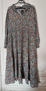 M&S Collection Multicoloured Floral Ditsy Puff Sleeve Midi Dress Size Uk 20 - Picture 1 of 14