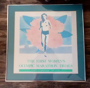 Vintage 1984 Framed First Womens Olympic Marathon Trials Poster Olympia WA - EUC - Picture 1 of 4