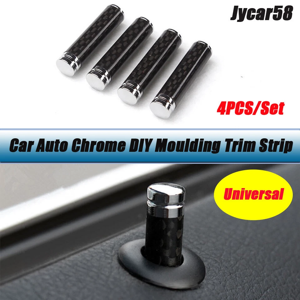 For BMW Benz 4PCS Carbon Inner Door Bolt Lock Down Cover Trim Button Screw Knob - Image 1 of 4