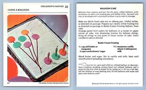 I Love A Balloon #22 Children's Parties Betty Crocker 1971 Recipe Card - Picture 1 of 1