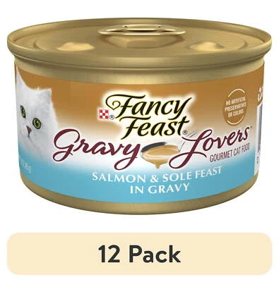 FANCY FEAST (12 pack) Gravy Lovers Wet Cat Food, Salmon & Sole in Gravy, 3 oz Can