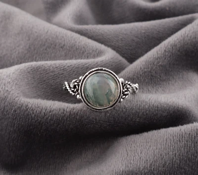 Moss Agate Gemstone 925 Sterling Silver Top Quality Handmade Jewelry Ring - Image 1 of 4