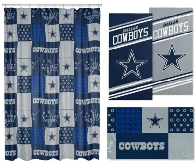 Dallas Cowboys NFL 72"x72" cortina de ducha, alfombra 36"x60" y dos toallas 30"x60" Foto 1 de 4