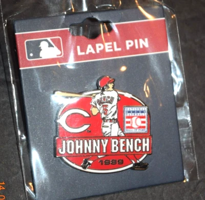 JOHNNY BENCH, 1989 Baseball Hall of Fame Induction Enamel Lapel Pin, Brnd New - Image 1 of 3