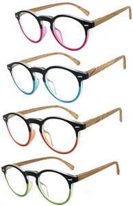 Modische runde ovale volle klare Gläser Lesebrille Kunstholz Federbügel - Bild 1 von 12