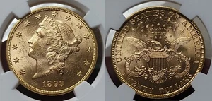 1893 Liberty Gold Double Eagle $20 NGC MS 63 Better Date! - Picture 1 of 9