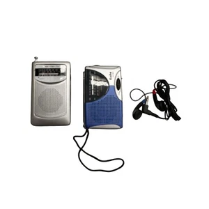 Dual AM/FM Portable Radios Headphones Kaito KA-802 Silver & Blue Compact Works - Picture 1 of 11
