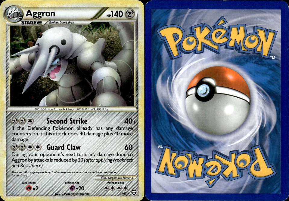 Aggron 1/102 HGSS Triumphant Holo Pokemon Card - Image 1 of 1