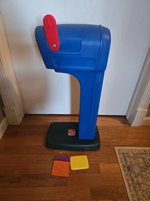 RARE VINTAGE 1980'S STEP 2 KIDS PRETEND PLAY BLUE 26" TALL FREE-STANDING MAILBOX - Image 1 of 4