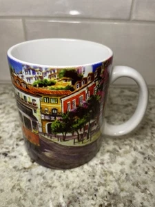 "Taza de recuerdo Lisboa Portugal colorida escena de tranvía urbano 4"" taza de cerámica" - Imagen 1 de 5