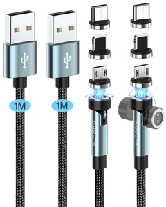 7Pin Magnetic Charging Cable 2Pack 3FT 540° Rotating Magnetic Phone Charger Cabl - Picture 1 of 12