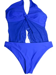 NEW Shein Two 2 Piece Swimsuit Bikini Size Large Blue - Picture 1 of 7