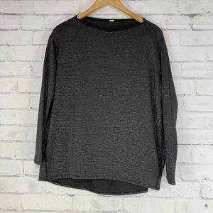 Lululemon Shirt Women's Size Large Black Gold Striped Athletic Workout - Picture 1 of 10