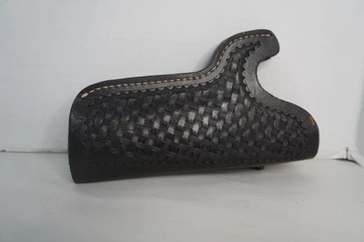 Rare 8" Large Black Basket Weave DM Bullard Leather Holster - Image 1 of 4