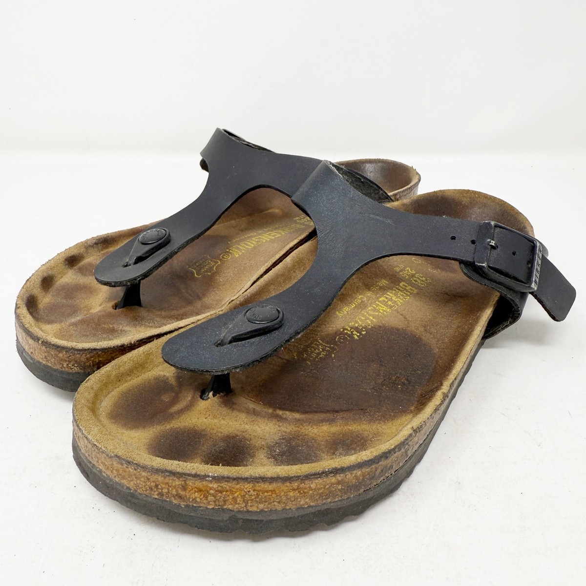 靴 USED Birkenstock GIZEH Birkenstock Gizeh Women's 40 9 Birko-Flor Thong Black Mens 7