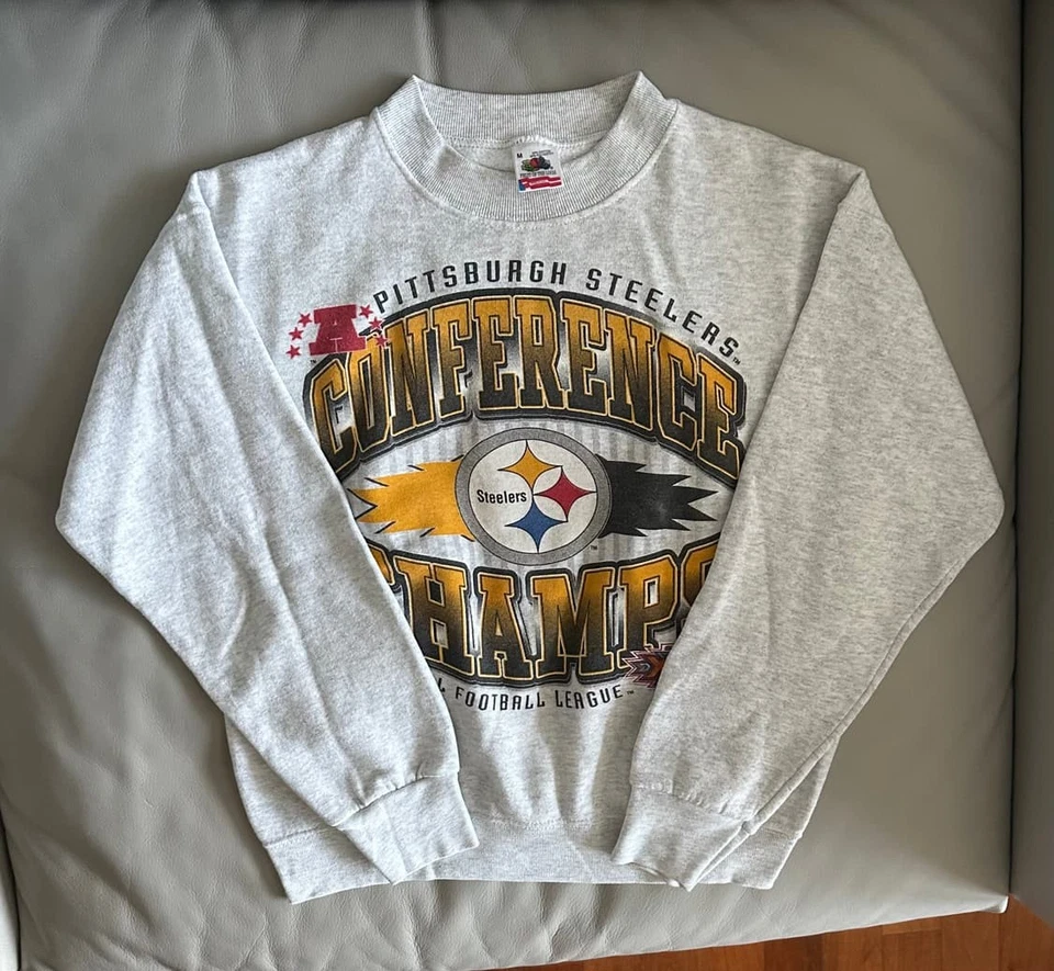 Sudadera De Colección Rara Pittsburgh Steelers Equipo de Fútbol Ceniza Cuello Redondo RM2110 Foto 1 de 1