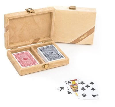 CARD CASE ELEGANT VELOUR CASE ,BRASS HARDWARE with TWO DECKS OF PLAYING CARDS - Image 1 of 3