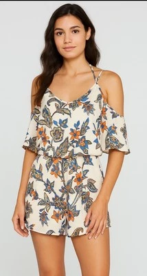 Ark & Co Floral Paisley Cold Shoulder Tie Back Boho Festival Women’s Large - Image 1 of 4