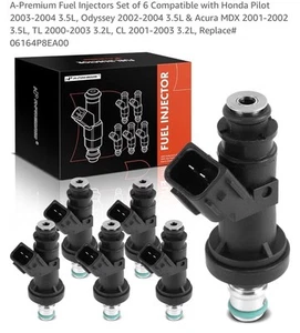 A Premium Fuel Injectors Set Of 6 For  Honda Pilot 04-04 Odyssey 06164P8EA00 - Imagen 1 de 5