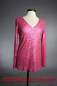Top de seda/lentejuelas St John Knits, camisa rosa impactante talla 2 nuevo con etiquetas precio de venta sugerido por el fabricante 1195 USD - Imagen 1 de 2