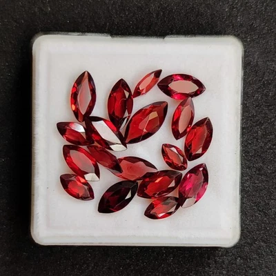 Marquise Cut 17.50 Ct Certified Hessonite Garnet Genuine Gemstone Lot 18 Pcs - Image 1 of 4