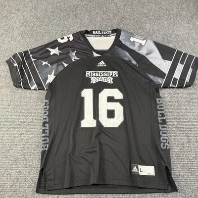 Camiseta de fútbol americano Adidas de Mississippi State Bulldogs grande negra gris NCAA para hombre Foto 1 de 4