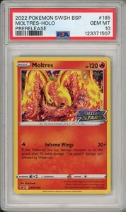 2022 Pokemon SWSH Black Star Promo Moltres Holo Prerelease #185 PSA 10 - Picture 1 of 2
