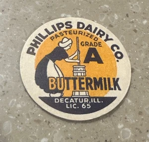 RARE Phillips Dairy Milk Bottle Cap Decatur Illinois Dairy Bottle - Picture 1 of 2