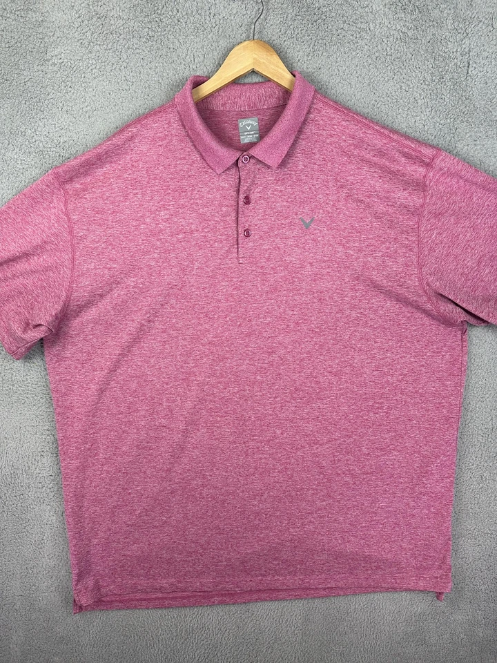Camisa Polo Callaway Para Hombres 3XLT Rosa Jaspeada Opti-Dri Golf Rendimiento Elástica Foto 1 de 4