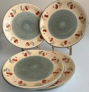PLATOS DE ENSALADA/POSTRE DE CERÁMICA FLORAL PINTADOS A MANO AMARILLOS/VERDES KIC pinceles - Imagen 1 de 7