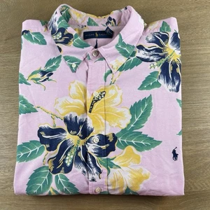 Polo Ralph Lauren camicia Oxford hawaiana uomo 3XLT alta floreale ibisco S/S pony - Foto 1 di 9