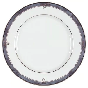 3 Salatbeilagen TELLER / NIKKO Mondstein, Porzellan / weiß blau grau / ausgefallene Wirbel - Bild 1 von 5