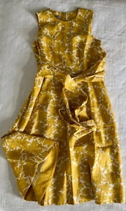 Hobbs Sommerkleid ärmelloses Leinen gelb/weiß, gefüttert, Gr. 38 neuwertig - Bild 1 von 11