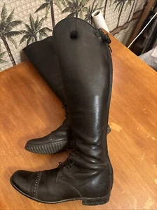 Der Dau Custom Tall schwarze klassische Dressurreitstiefel Reißverschluss hinten Damengröße 9 - Bild 1 von 24