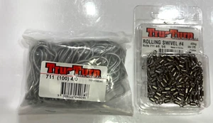 TruTurn 711 Size 4/0 100 Pack Gang Hooks + Rolling Swivel #4 - VALUE PACK - Picture 1 of 2