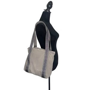 American Eagle Distressed Tote Bag Canvas Shoulder Bag Gray Grunge - Picture 1 of 18