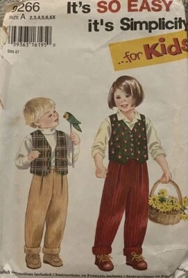 Chaleco Pantalones Vintage Simplicity Easy Kids 9266 Patrón Niño Pequeño Niños 2 3 4 5 6 Años 70 Foto 1 de 4