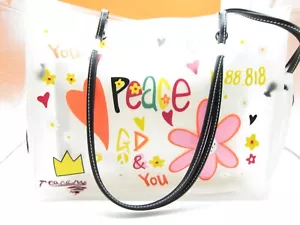 Designer Inspired Clear Beach Bag with Cloth Insert - Picture 1 of 4