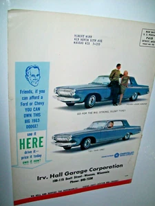 1963 Dodge Polara hardtop mid-size-mag auto ad-Irv Hall Garage, Wausau WI - Foto 1 di 1