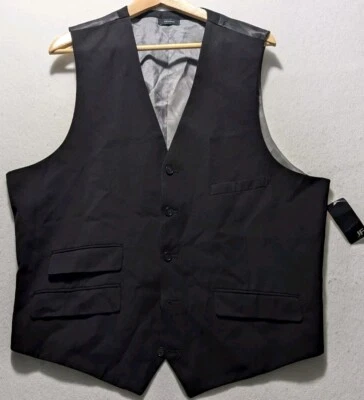 JF J. Ferrar Men’s XL Vest Black Modern Fit New Wedding Prom Bachelor Best Man - Image 1 of 4