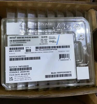 8TB P4510 Intel Series SSD DC NVME U.2 2.5" SSDPE2KX080T8 10Solid State Drive - Image 1 of 2