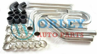 2.25" 57mm Aluminum Universal Intercooler Turbo Piping pipe Kit + Black hose kit - image 1 of 3