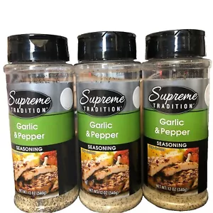 3 Stück 12 Unzen Supreme Tradition Knoblauch & Pfeffer Gewürz. Ablaufdatum: 11/26 - Bild 1 von 3