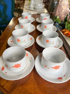 Maßgeschneidert Mancioli Italienisch Orange Blume Teetassen und Untertassen Set von LenCirque - Bild 1 von 5