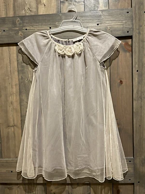 ZARA KIDS Girls Taupe Tulle Dressy Dress Cotton 11 12  EUC Exquisite - Image 1 of 3